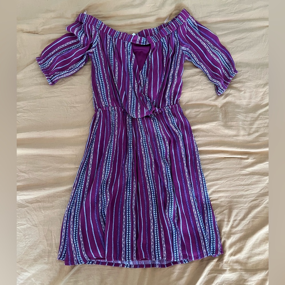 Striped Off The Shoulder Dress